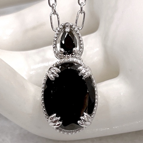 Shungite Sterling Silver Pendant Necklace - Picture 1 of 12